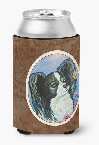 Picture of Carolines Treasures 7247CC Black & White Papillon Can or Bottle Hugger
