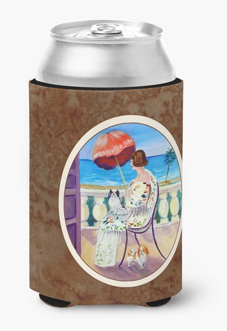 Picture of Carolines Treasures 7260CC Lady with Her Japanese Chin Can or Bottle Hugger