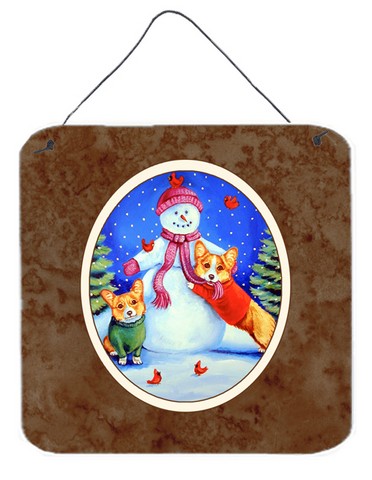 Snowman with Corgi Wall or Door Hanging Prints
