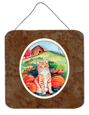 Tabby Cat in Pumpins Wall or Door Hanging Prints