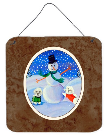 Snowman Bichon Frise Wall or Door Hanging Prints