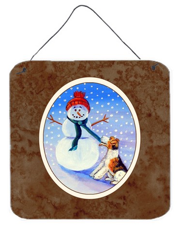 Snowman with Fox Terrier Wall or Door Hanging Prints