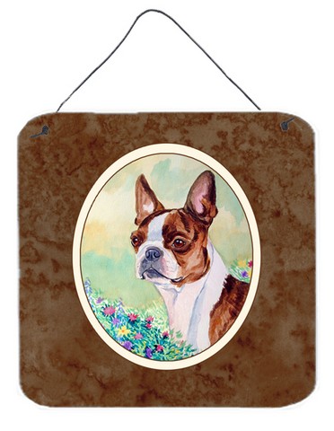 Red & White Boston Terrier Wall or Door Hanging Prints