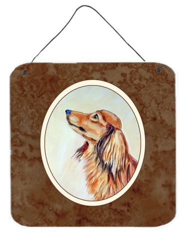 Long Haired Red Dachshund Wall or Door Hanging Prints