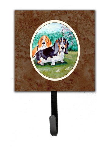 Picture of Carolines Treasures 7061SH4 Basset Hound Double Trouble Leash or Key Holder&#44; 6 x 1.25 x 4.25 in.