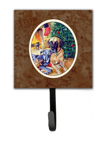 Fawn & Blue Great Dane waiting on Christmas Leash or Key Holder