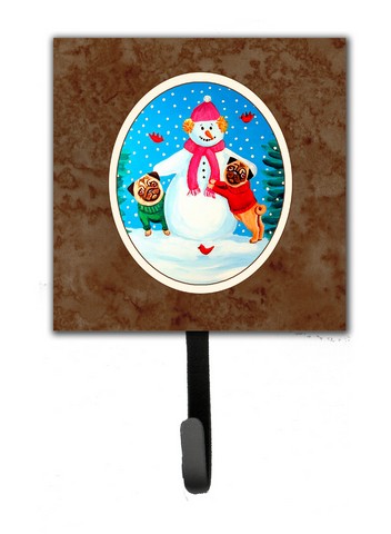 Snowman with Pug Winter Snowman Leash or Key Holder