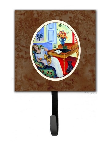 Lady with Her Pug Leash or Key Holder, 6 x 1.25 x 4.25 in.