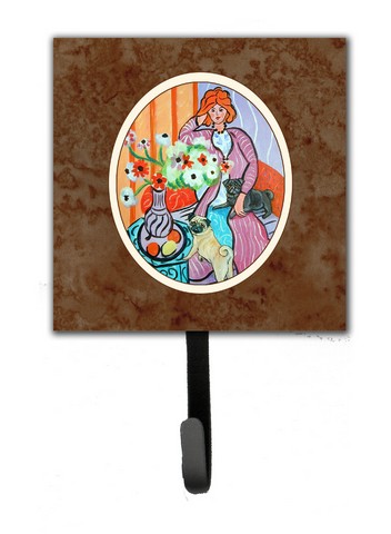 Lady with Her Pug Leash or Key Holder, 6 x 1.25 x 4.25 in.