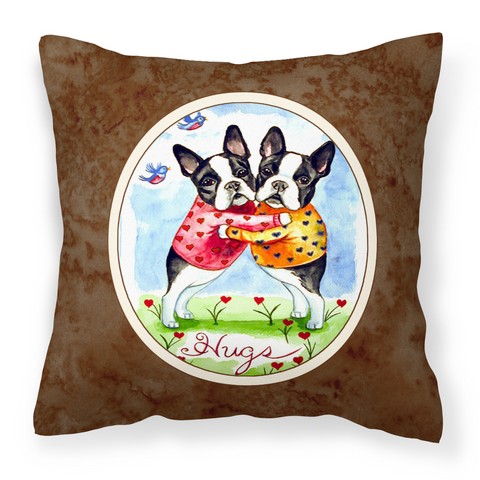 Hugs Boston Terrier Fabric Decorative Pillow