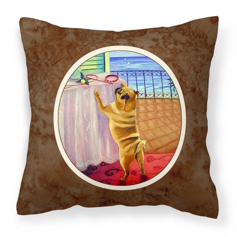 Helping Himself Fawn Pug Fabric Decorative Pillow
