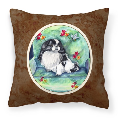 Japanese Chin in Mommas Chair Fabric Decorative Pillow