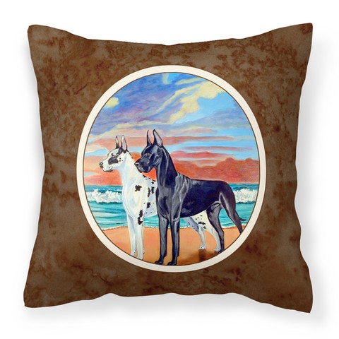 At Sunset Great Dane Harlequin & Black Fabric Decorative Pillow