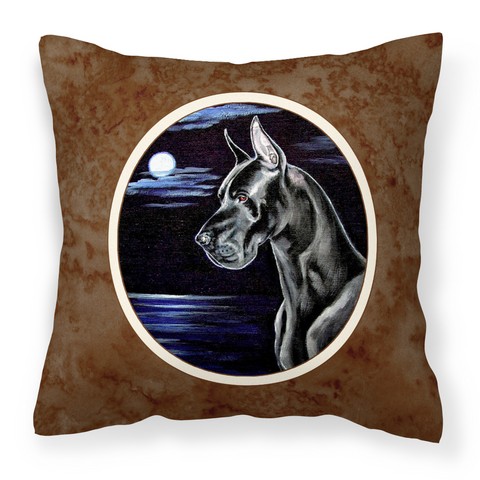 7060PW1414 Black Great Dane in the Moonlight Fabric Decorative Pillow