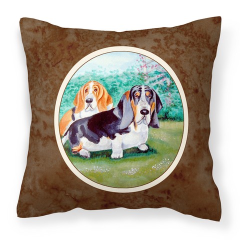 Basset Hound Double Trouble Fabric Decorative Pillow - 14 x 3 x 14 in.