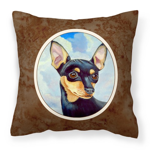 7073PW1414 Miniature Pinscher Black & Tan Fabric Decorative Pillow