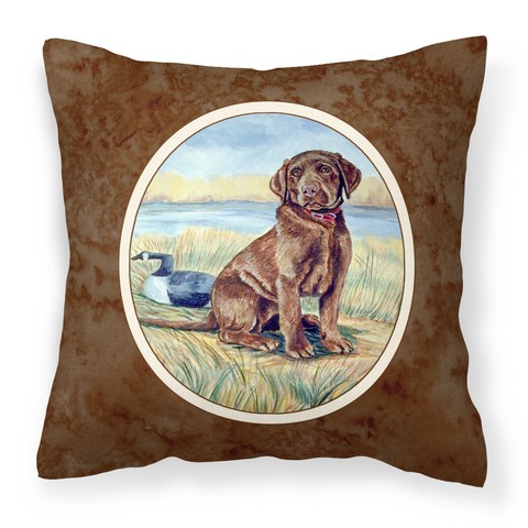 7090PW1414 Chocolate Labrador Puppy Fabric Decorative Pillow