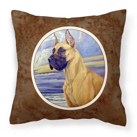 Fawn Great Dane at the Beach Fabric Decorative Pillow