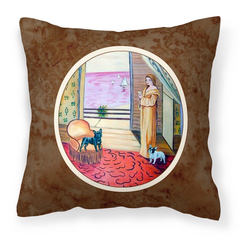 French Bulldog & Lady Fabric Decorative Pillow