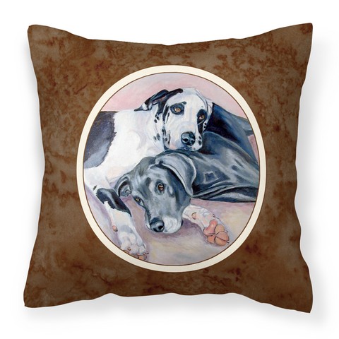 7164PW1414 Black & Harlequin Great Dane Fabric Decorative Pillow