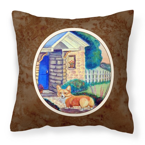 Corgi at the Cottage Fabric Decorative Pillow
