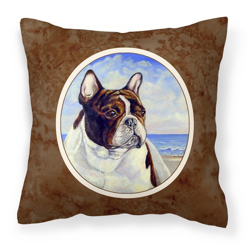 French Bulldog at the Beach Fabric Decorative Pillow