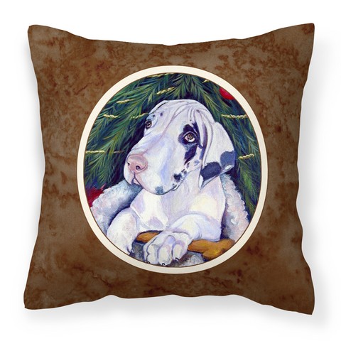 Christmas Tree with Harlequin Great Dane Fabric Decorative Pillow