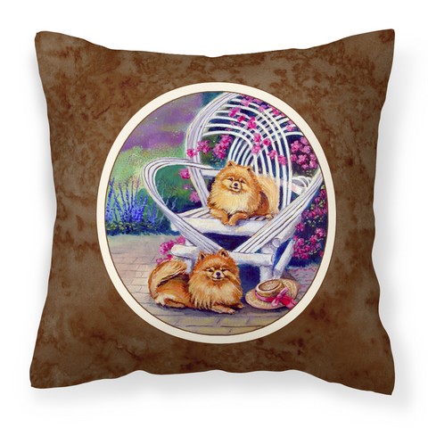 7176PW1414 Red Pomeranians Fabric Decorative Pillow