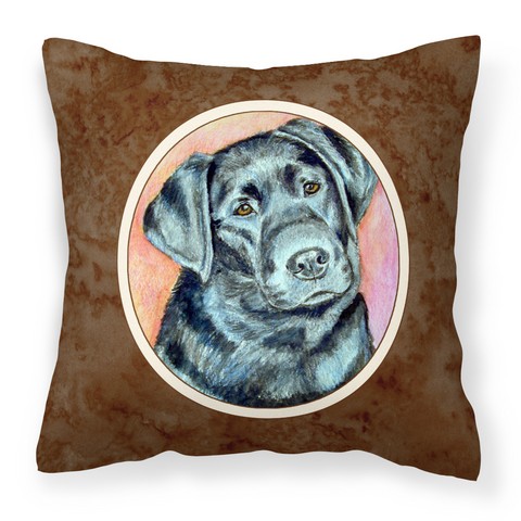 7177PW1414 Black Labrador Fabric Decorative Pillow