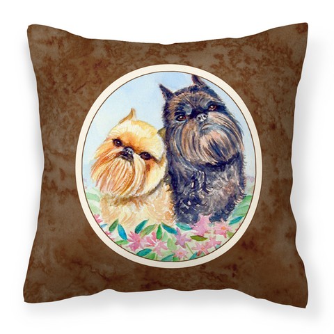 Brussels Griffon Fabric Decorative Pillow - 14 x 3 x 14 in. - Multi-colored