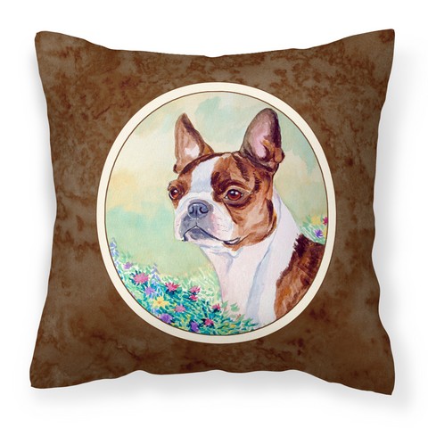 Red & White Boston Terrier Fabric Decorative Pillow - Red & White