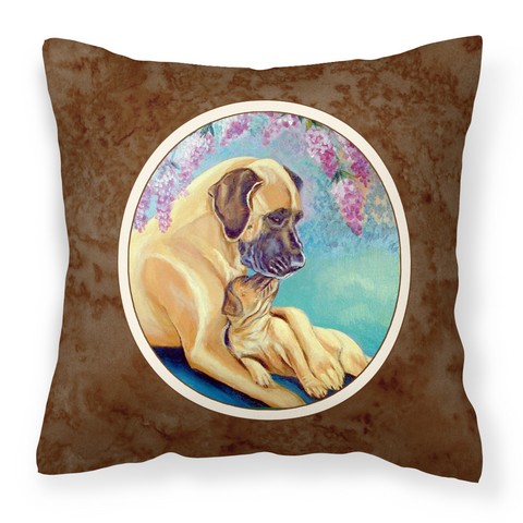 Great Dane & Puppy Fabric Decorative Pillow - 14 x 3 x 14 in.