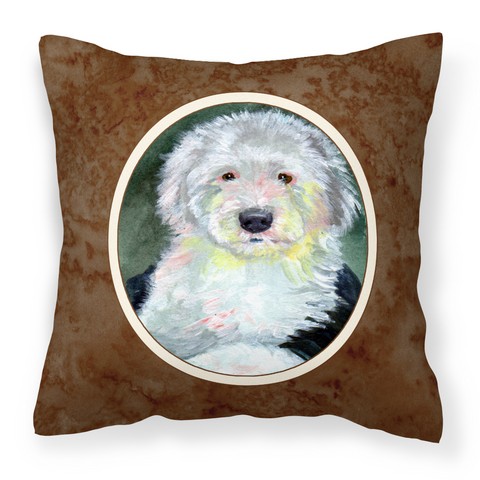 7252PW1414 Old English Sheepdog Fabric Decorative Pillow