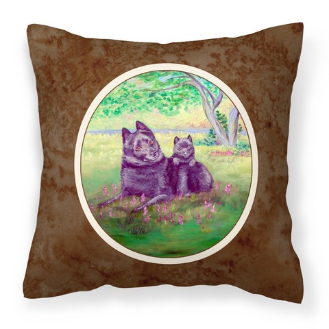 Schipperke & Puppy Fabric Decorative Pillow