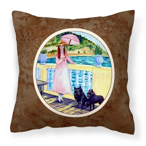 Lady with Her Schipperke Fabric Decorative Pillow 14 x 3 x 14 in.