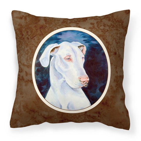 7279PW1414 White Great Dane Fabric Decorative Pillow