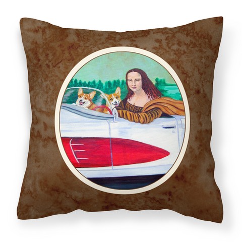 Mona Lisa with Corgi Fabric Decorative Pillow