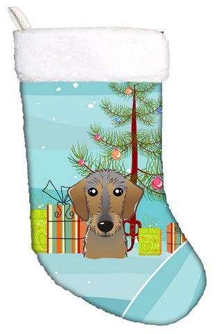 Picture of Carolines Treasures BB1605CS Christmas Tree & Wirehaired Dachshund Christmas Stocking