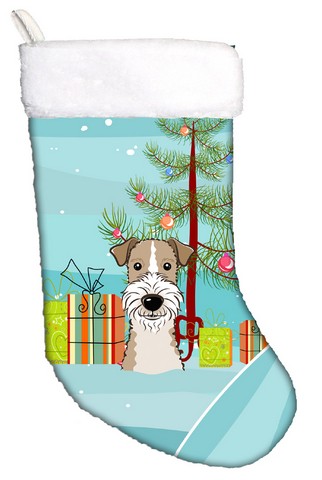 Picture of Carolines Treasures BB1619CS Christmas Tree & Wire Haired Fox Terrier Christmas Stocking