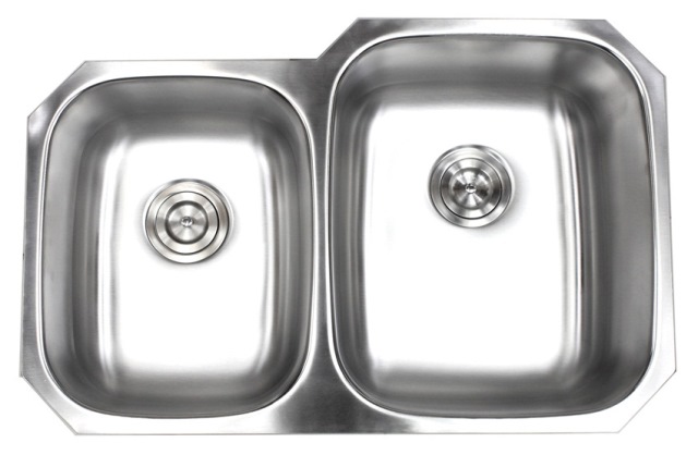 18-903R-D 32 in. Double 40 & 60 Bowl Offset Undermount Stainless Steel Kitchen Sink - 18 Gauge -  Contempo Living