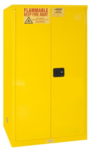 1060M-50 16 Gauge Welded Flammable Manual Doors Safety Cabinet with 2 Shelves, Yellow - 60 gal -  Durham