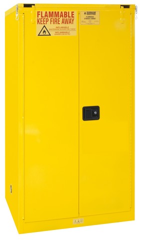 1060S-50 16 Gauge Welded Flammable Self Closing Doors Safety Cabinet with 2 Shelves, Yellow - 60 gal -  Durham