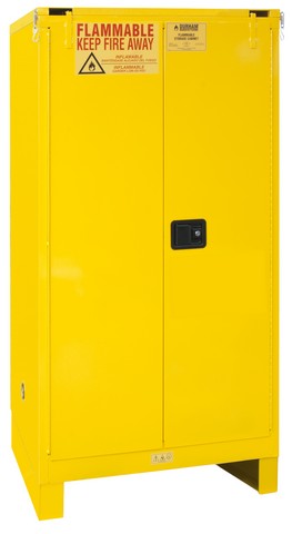 1060SL-50 16 Gauge Welded Flammable Self Closing Doors Safety Cabinet with Legs & 2 Shelves, Yellow - 60 gal -  Durham