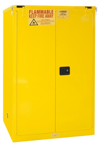 1090S-50 16 Gauge Welded Flammable Safety Self Closing Doors Cabinet with 2 Shelves, Yellow - 90 gal