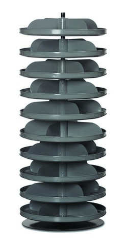 Flat-Bottom Revolving Open Bin Storage Unit, 17 in Dia x 41.375 in H, 40 Compartments, Gray, Steel