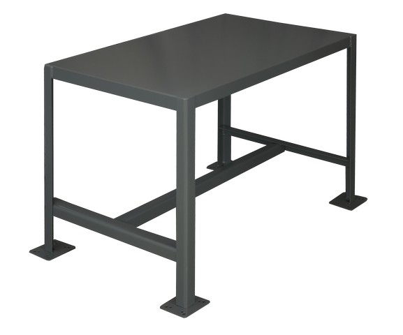 MT243642-2K195 14 Gauge Medium Duty Machine Tables with 1 Top Shelf, Gray - 36 x 24 x 42 in.