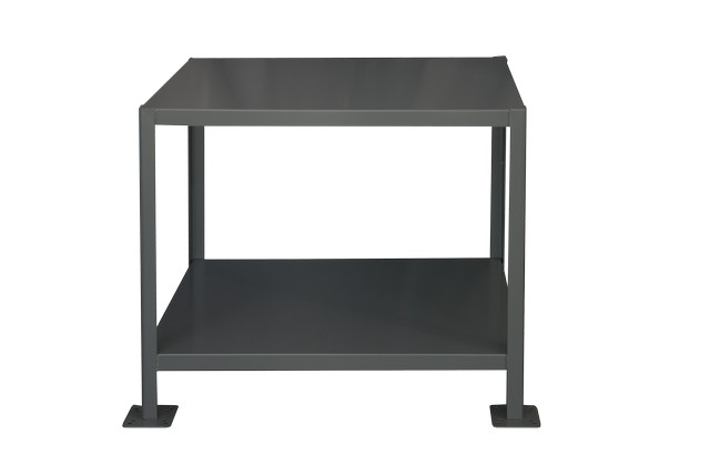 72 Gauge Heavy Duty Machine Tables with 2 Shelves, Gray - 48 in.