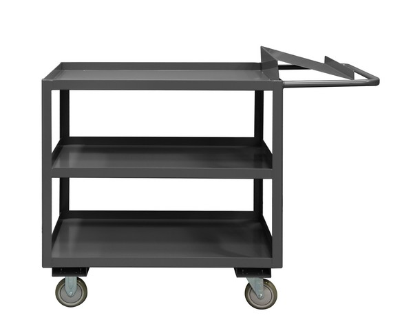 14 Gauge Steel Order Picking Cart with 3 Shelves - Gray - 24in. x 36in. x 41in.