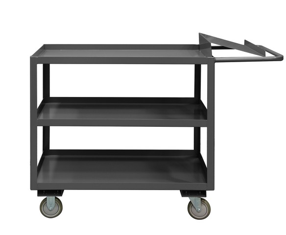 14 Gauge Steel Order Picking Cart with 3 Shelves - Gray - 24in. x 48in. x 41in.