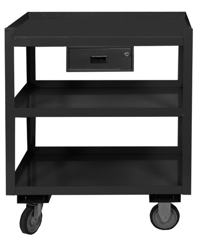 14 Gauge Steel Special Purpose Mobile Workstation with Drawer & 4 Shelves - Gray - 37.75 x 30 x 24 in.